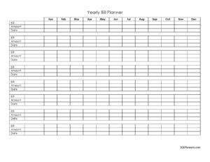 Bill calendar template