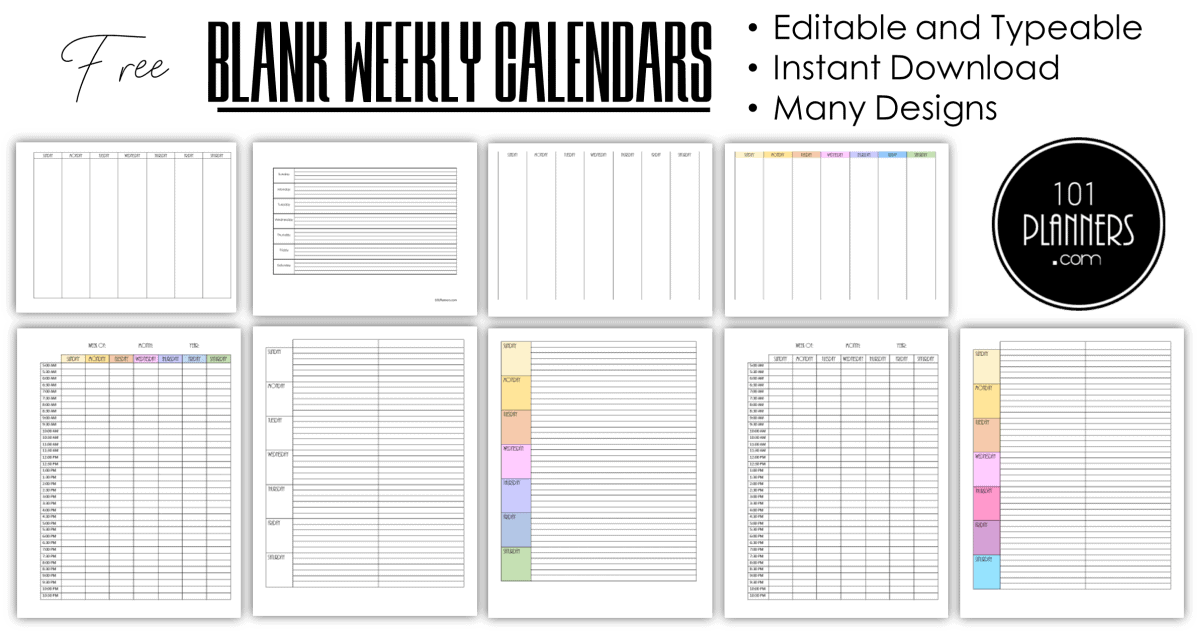 Editable Blank Monthly Calendar  Instant Download Fillable PDF