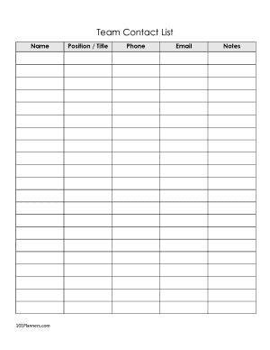 Contact List Template