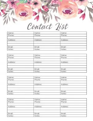 Printable contact list