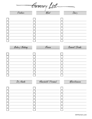 free printable blank list with categories