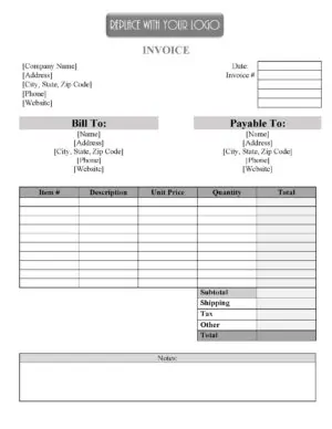 Black and white invoice form