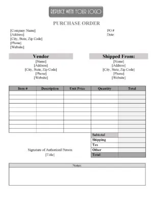 Purchase Order Template Excel