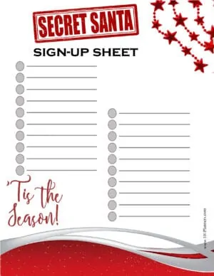 Christmas Sign up sheet with two checklists