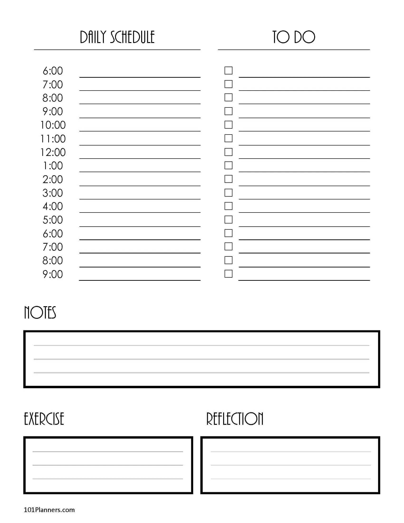 Free Daily Planner Template  Customize then Print For Printable Blank Daily Schedule Template