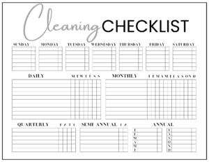 Deep Cleaning Schedule