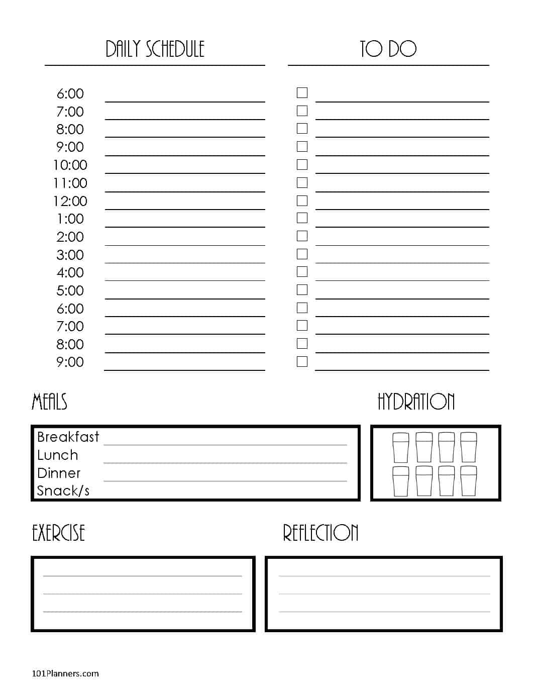 Daily Schedule with meal planner