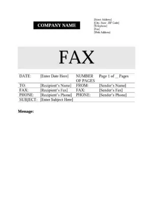 Cover form to send a fax