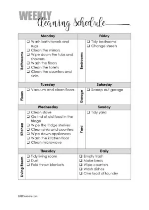 home cleaning schedule
