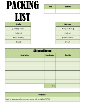 Packing list template