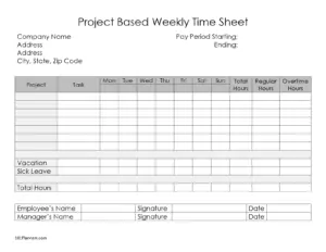 Project Based Weekly Timesheet