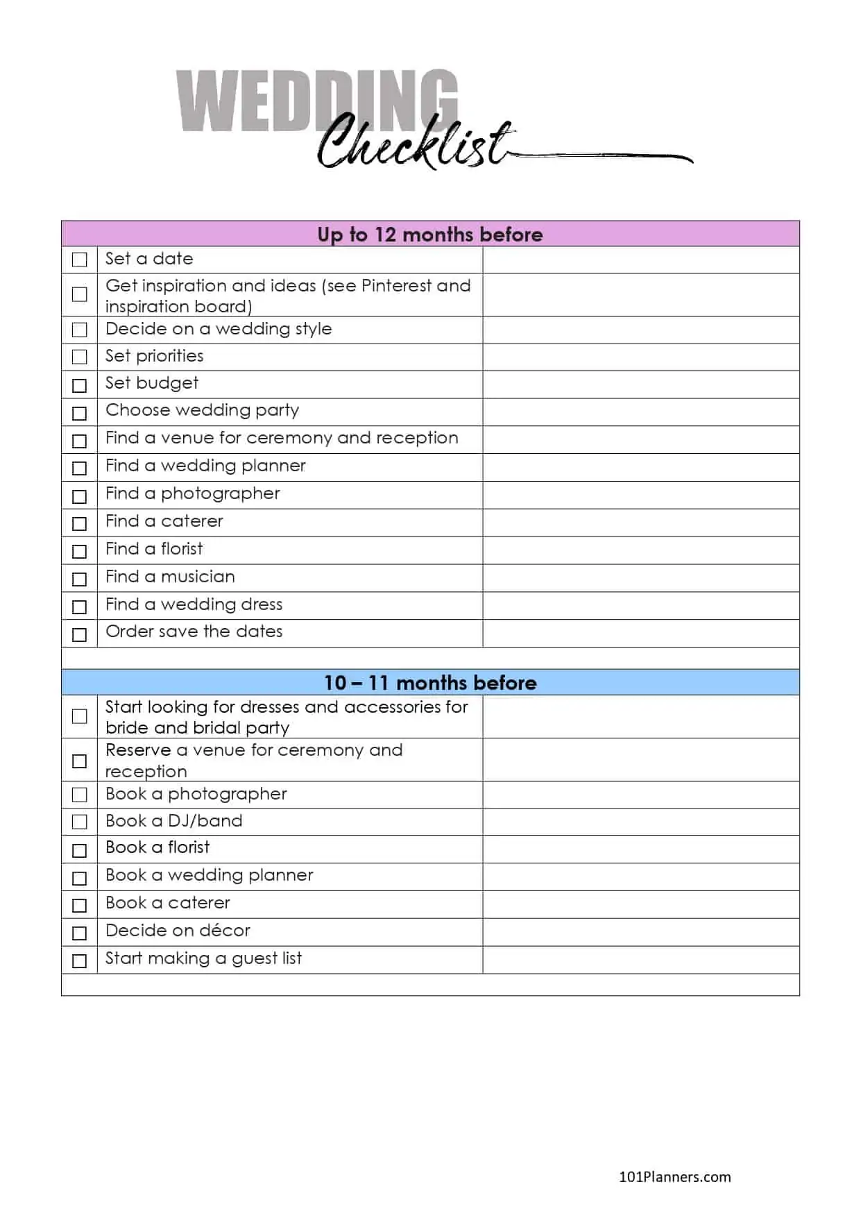 Free Wedding Checklist - Plan In Love  Wedding planner checklist, Wedding  planning timeline, Wedding planning checklist timeline