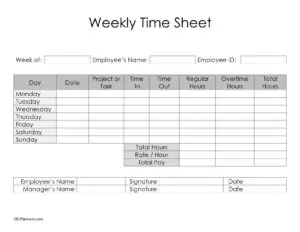 Basic Weekly timesheet