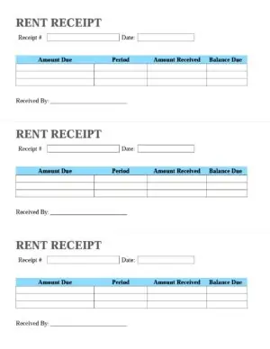 rent receipt templates with signature
