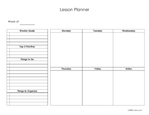 Weekly lesson planner