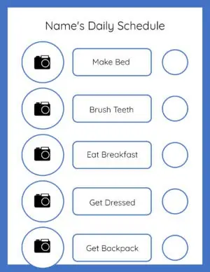 Daily schedule for kids with photos