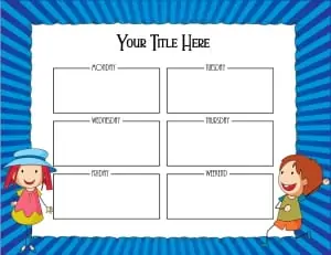 Weekly schedule template for kids