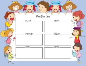 Weekly schedule for kids