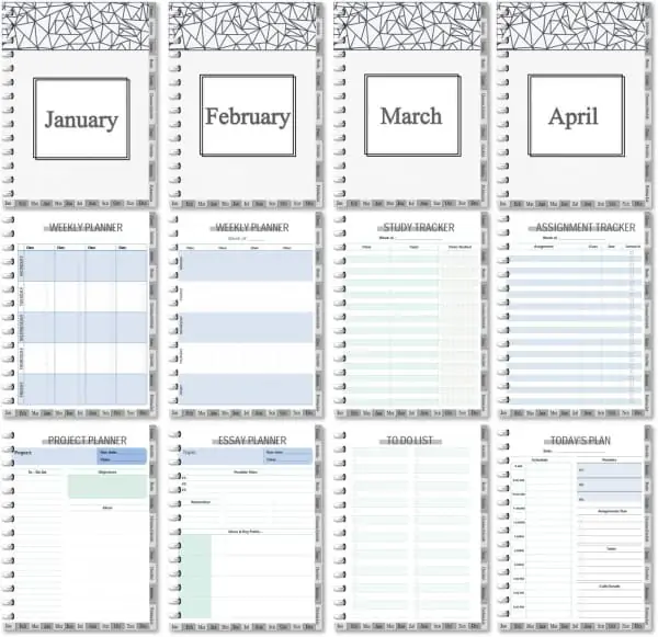 Monthly planners