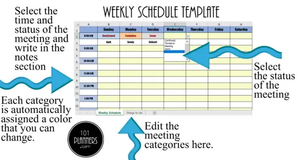 weekly schedule template Excel