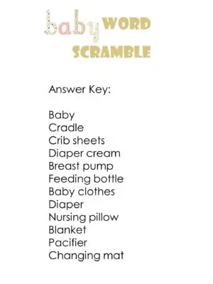 Baby Word Scramble Answers