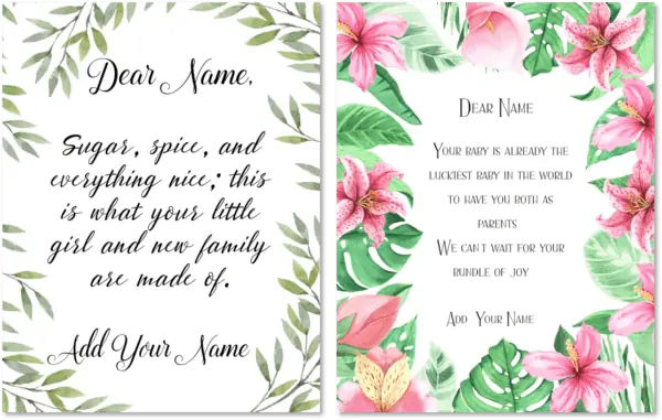 Baby shower greeting cards