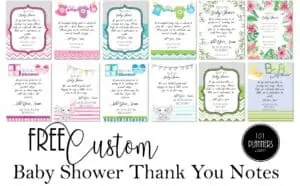 Baby shower thank you notes