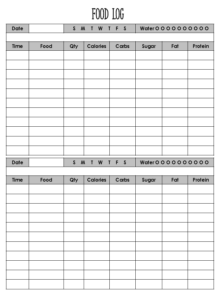 food-diary-template-free-printable-track-food-and-water-intake for Free Printable Calorie Counting Chart Food diary template | Free Printable | Track food and water intake for Free Printable Calorie Counting Chart