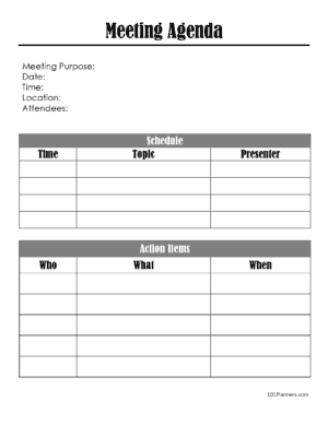 Meeting planner template
