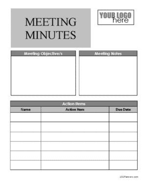 Minutes of meeting template