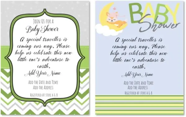 Sample baby shower invites