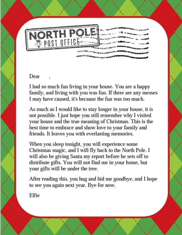 FREE Editable Elf on the Shelf Letter Template & Elf Notes for Free Printable Goodbye Elf Letter