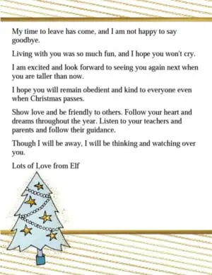 Elf leaving letter