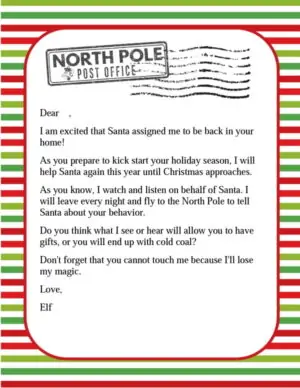 Elf Return Letter