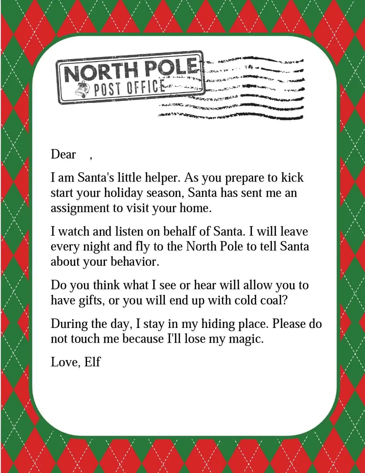 Elf On The Shelf Stationary Templates