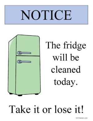 Fridge clean out sign
