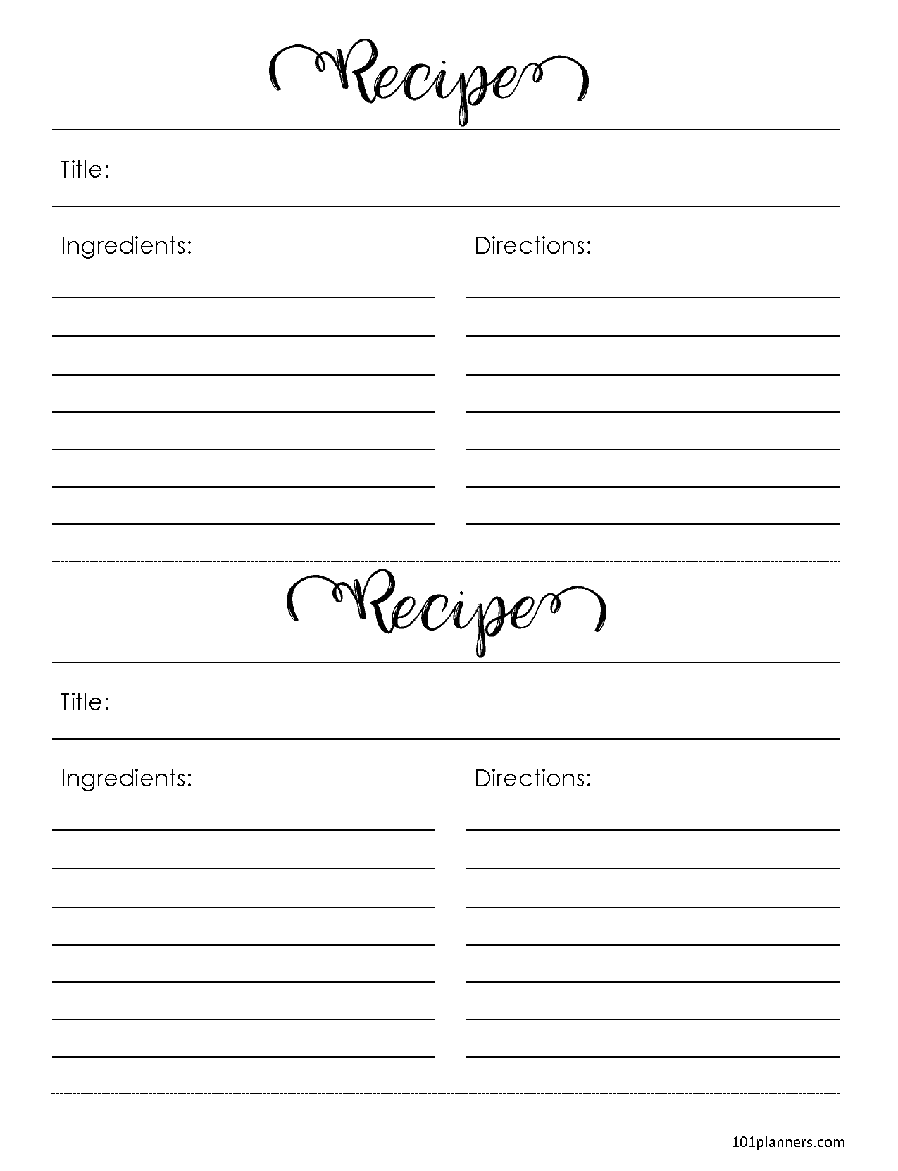Free Recipe Template (Editable)  Edit Online / Word / PDF With Regard To Full Page Recipe Template For Word