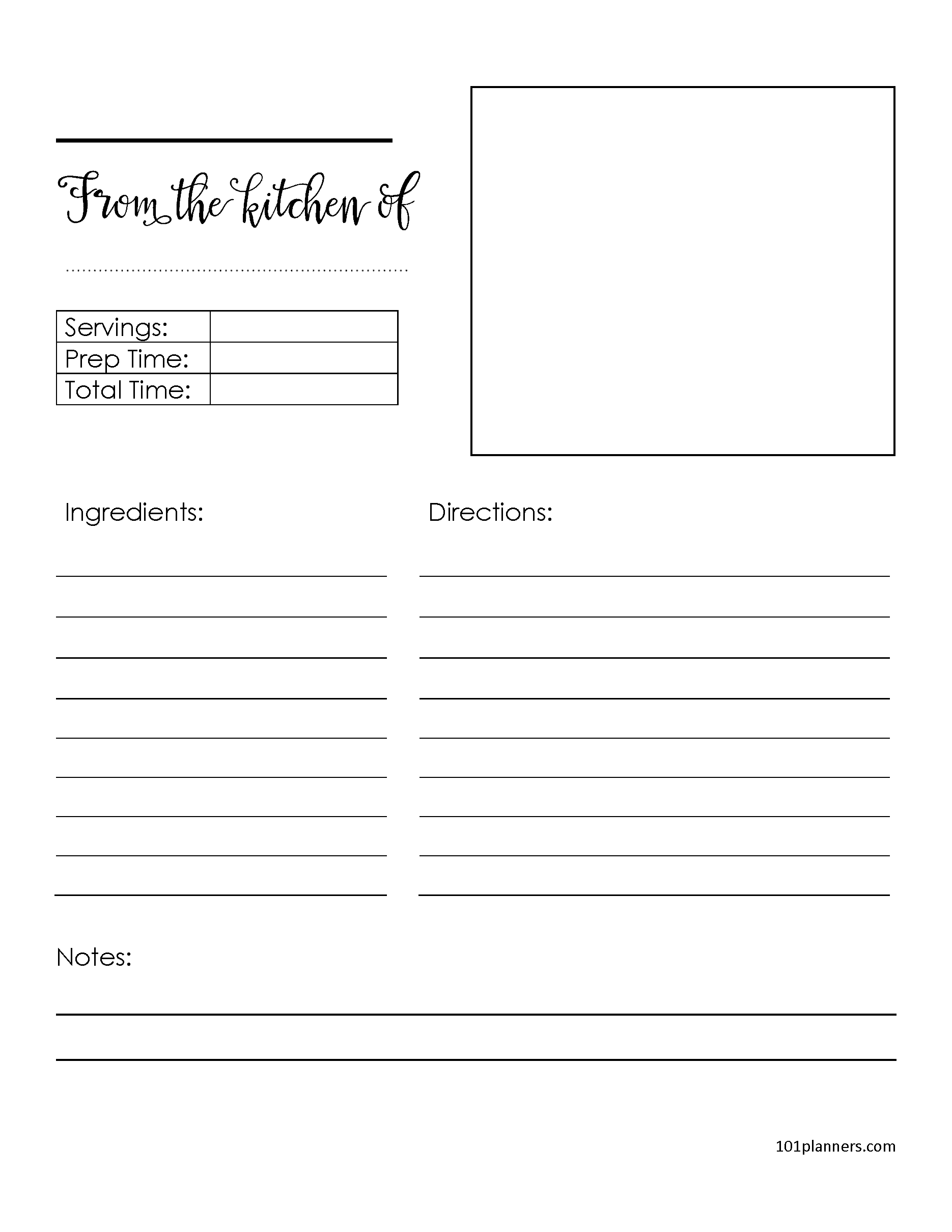 Printable Free Full Page Recipe Templates For Word - Printable ...
