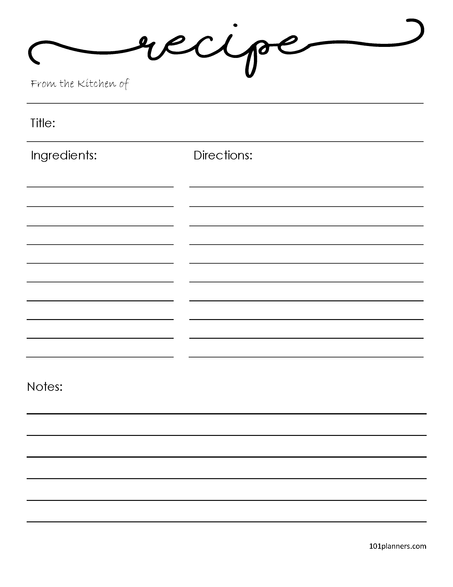 Free Recipe Template (Editable)  Edit Online / Word / PDF Intended For Full Page Recipe Template For Word