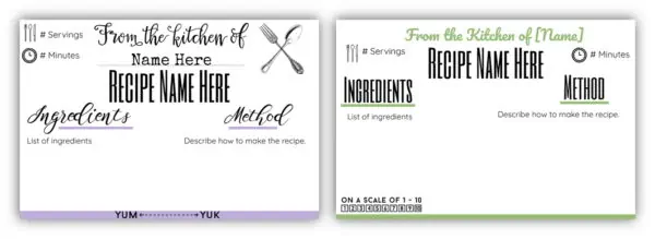 personalized recipe cards