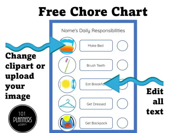 Chore chart with pictures