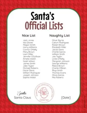 Santa's Naughty and Nice List