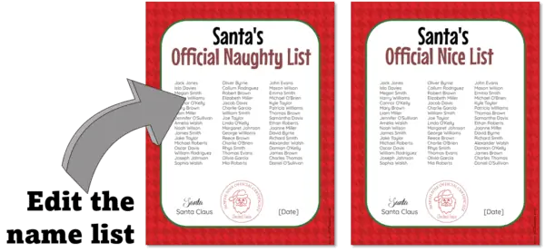 santa nice list and naughty list
