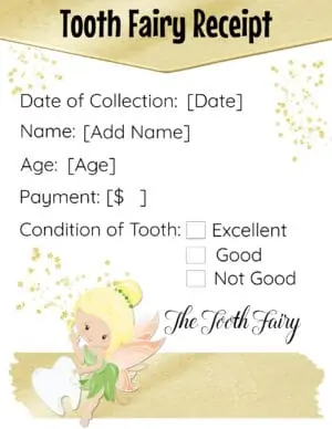 Tooth fairy receipt that you can customize before you print it.
