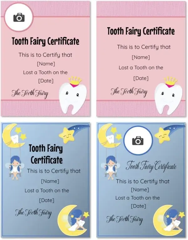 tooth fairy certificates for girls
