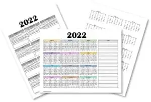 Blank calendars 2022