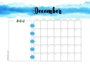Pretty December 2022 calendar