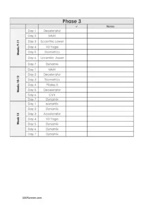 P90x Lean Schedule