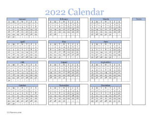 Yearly Calendar 2022