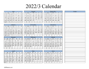 Calendar for School 2022-3